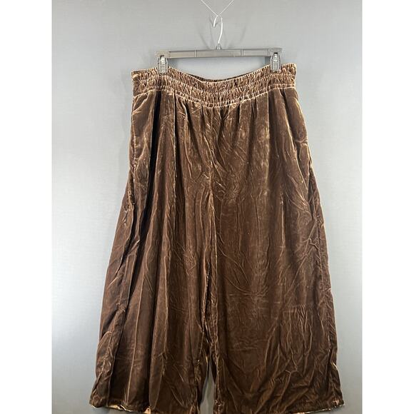 New Anthropologie The Somerset Pants Velvet Size X-Large Brown Wide Leg Pants - Picture 3 of 9